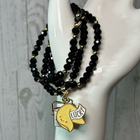 Black and Gold Beaded Charm Bracelets - Picture 2 of 6